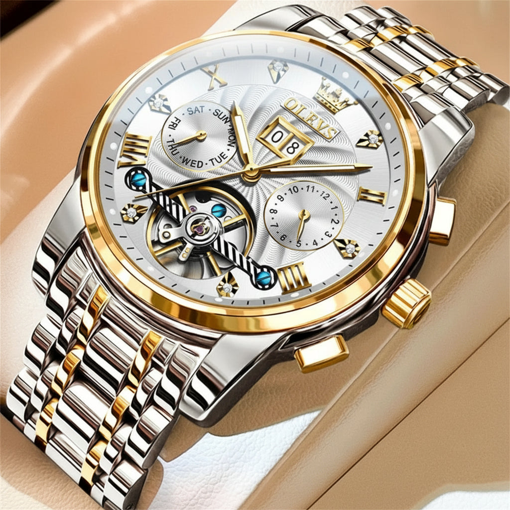 Reloj Mecánico Automático de Acero para Hombre | OLEVS 9910