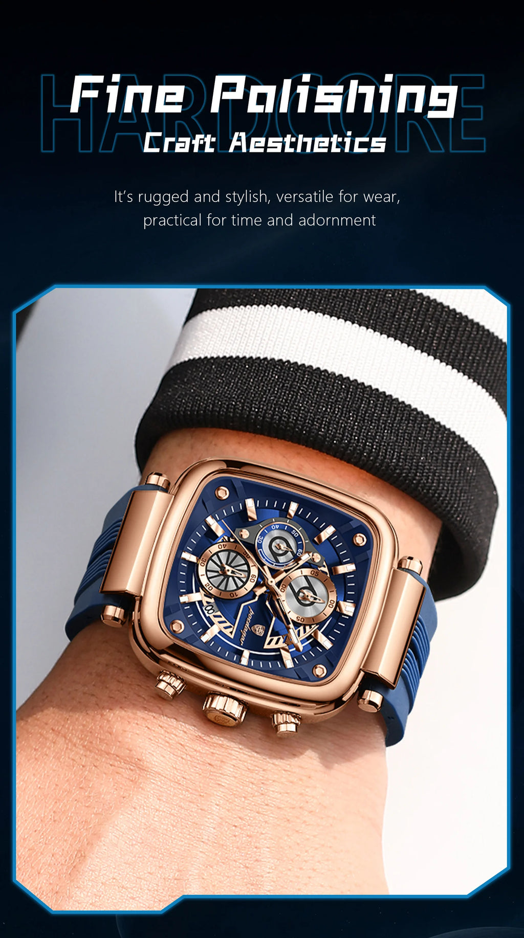 Cronógrafo Deportivo Cuadrado — Reloj de Cuarzo para Hombre | POEDAGAR