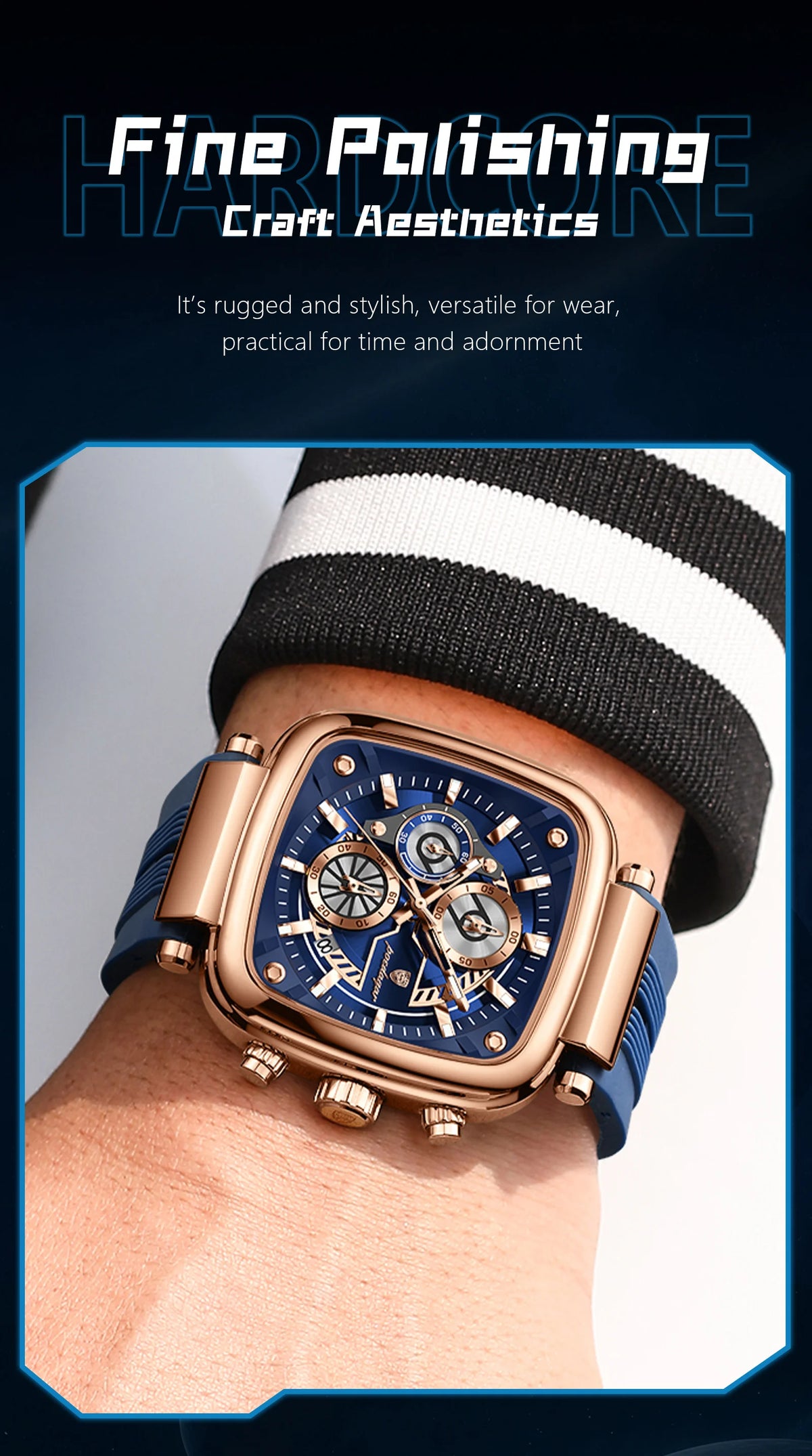 Cronógrafo Deportivo Cuadrado — Reloj de Cuarzo para Hombre | POEDAGAR