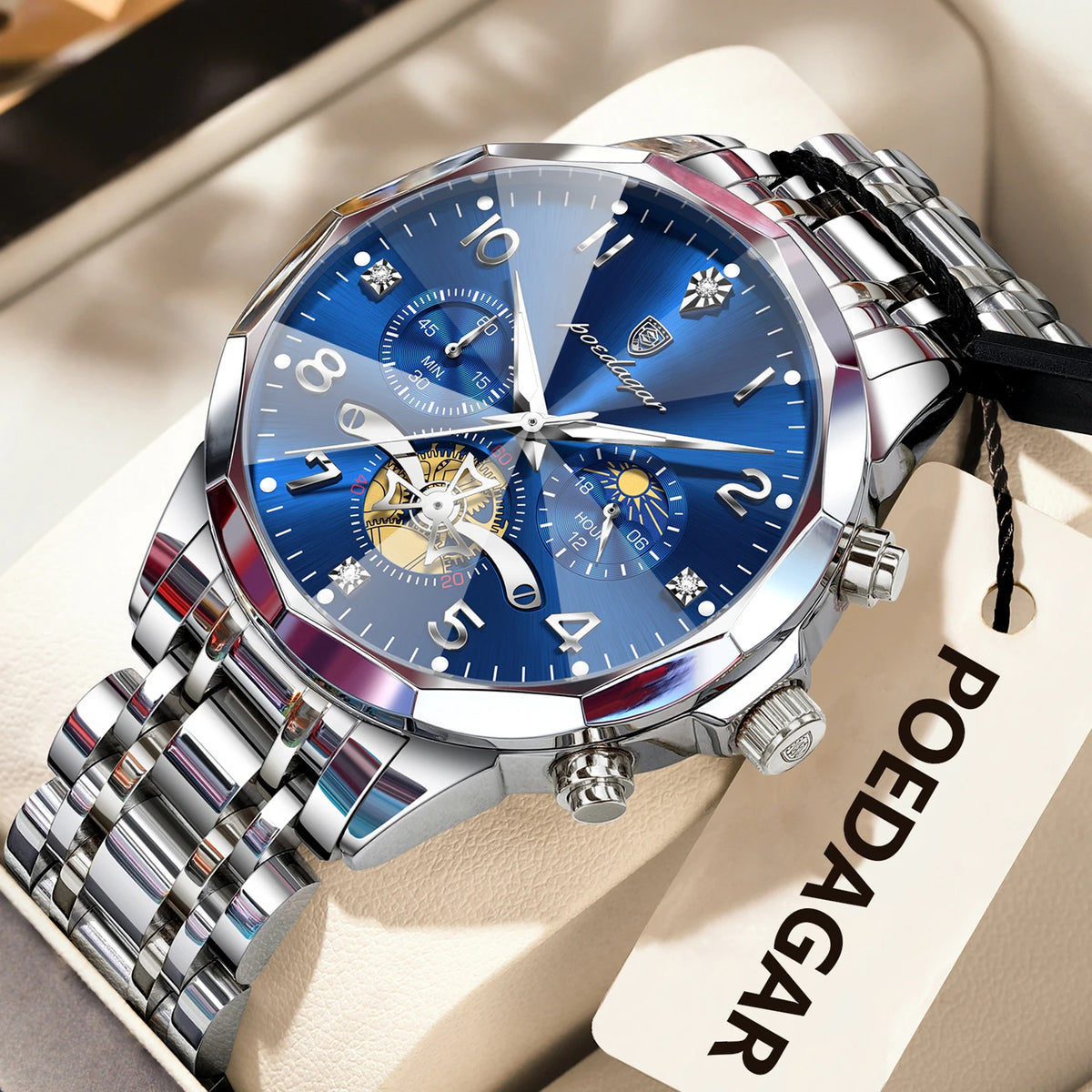 Cronógrafo de Acero — Reloj de Cuarzo para Hombre | POEDAGAR