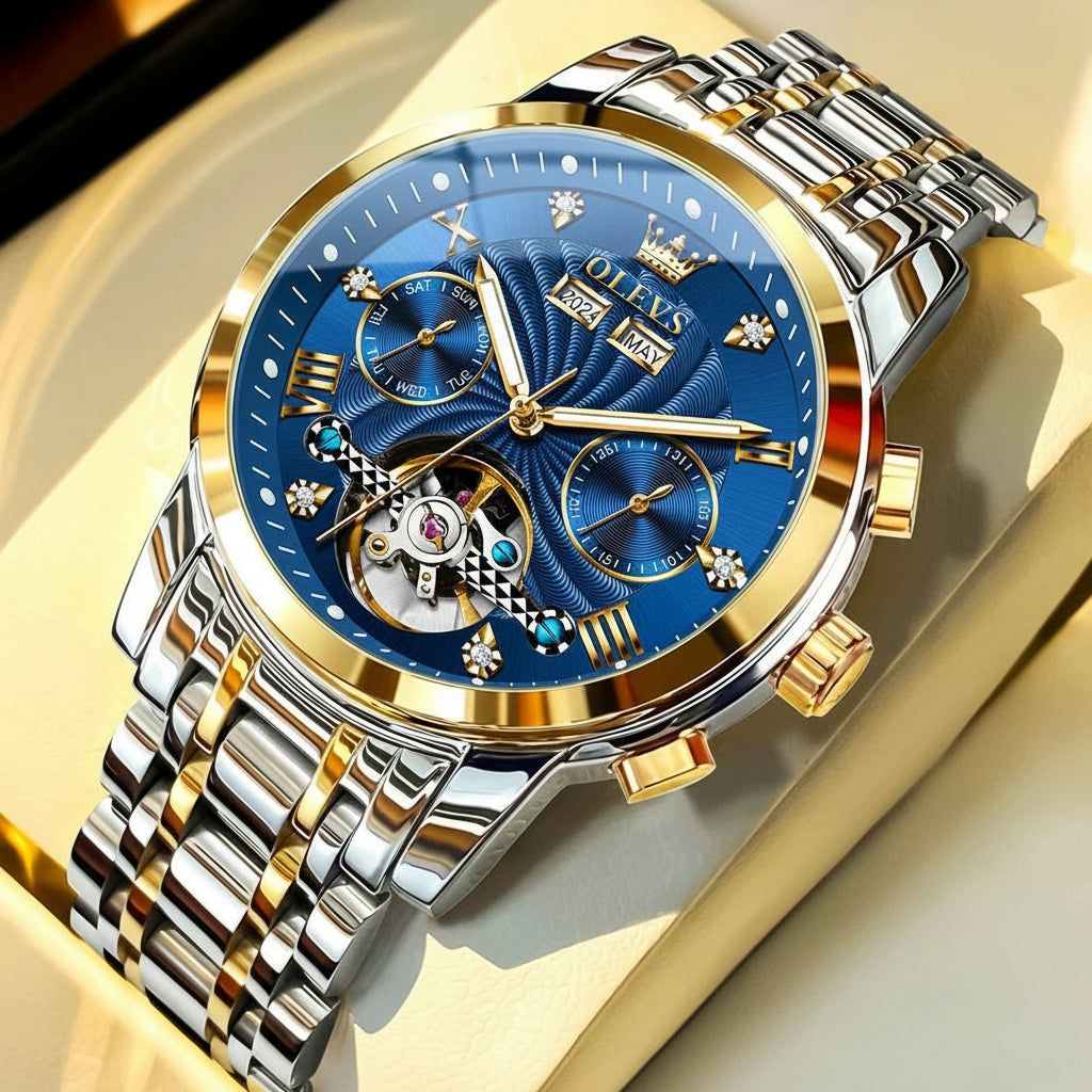 Reloj Mecánico Automático Tourbillon Esqueleto | OLEVS 7088