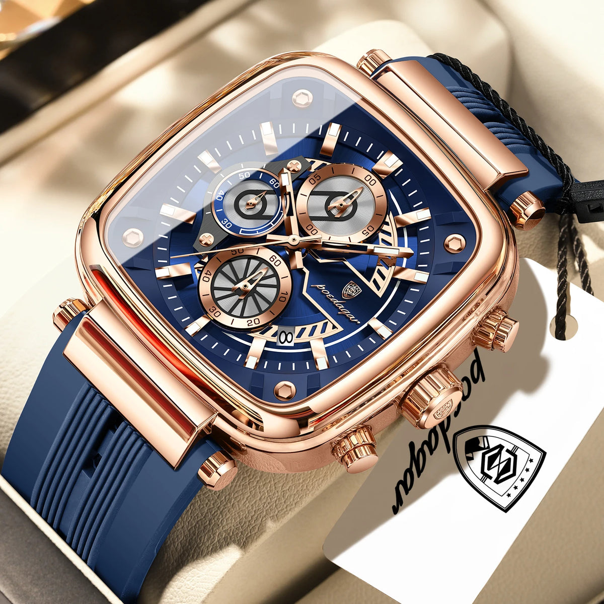 Cronógrafo Deportivo Cuadrado — Reloj de Cuarzo para Hombre | POEDAGAR