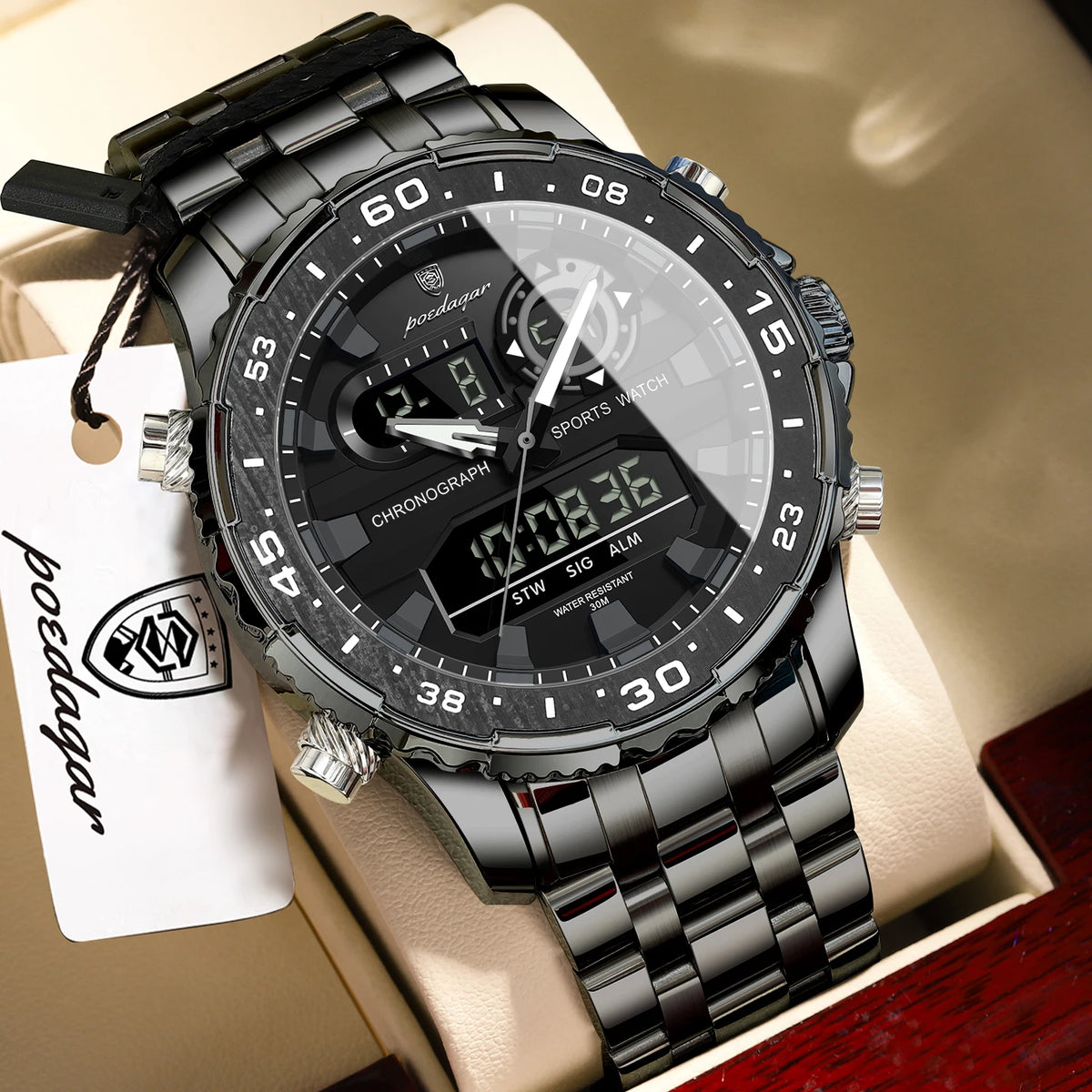 Analógico-Digital Dual Time — Reloj de Cuarzo para Hombre | POEDAGAR