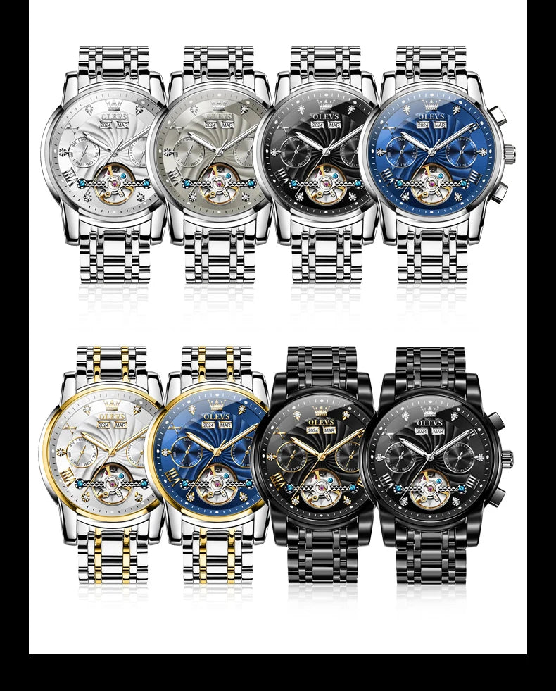 Reloj Mecánico Automático Tourbillon Esqueleto | OLEVS 7088