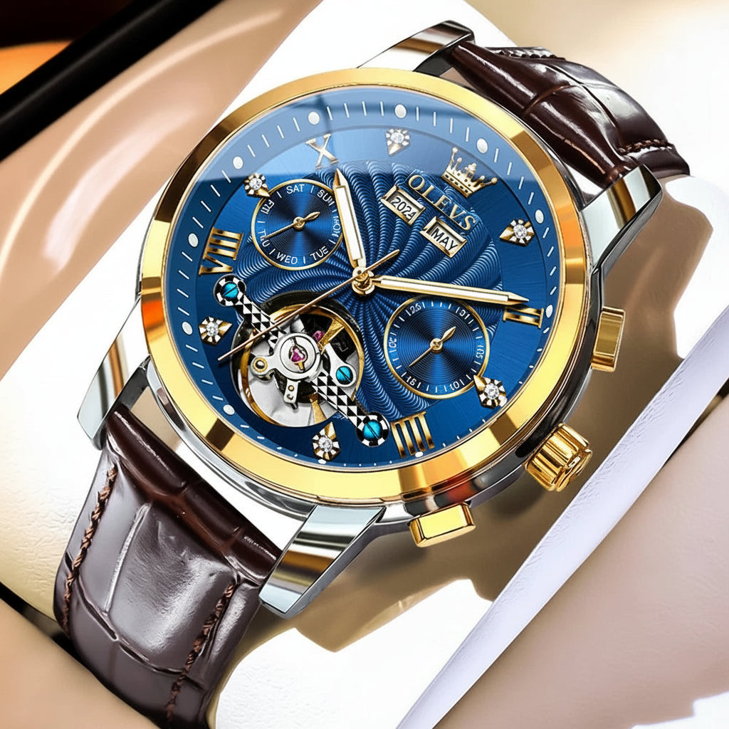 Reloj Mecánico Automático Tourbillon Esqueleto | OLEVS 7088