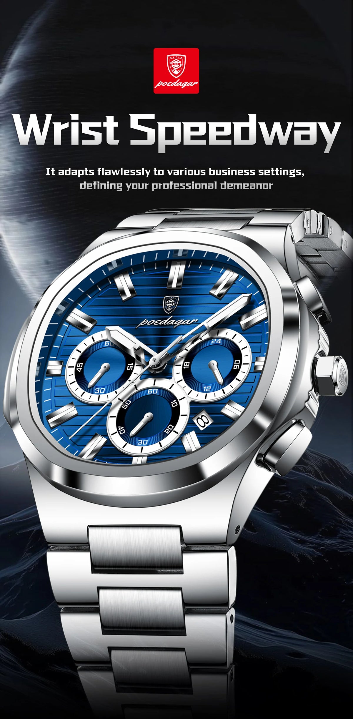 Cronógrafo Business con Fecha — Reloj de Cuarzo para Hombre | POEDAGAR
