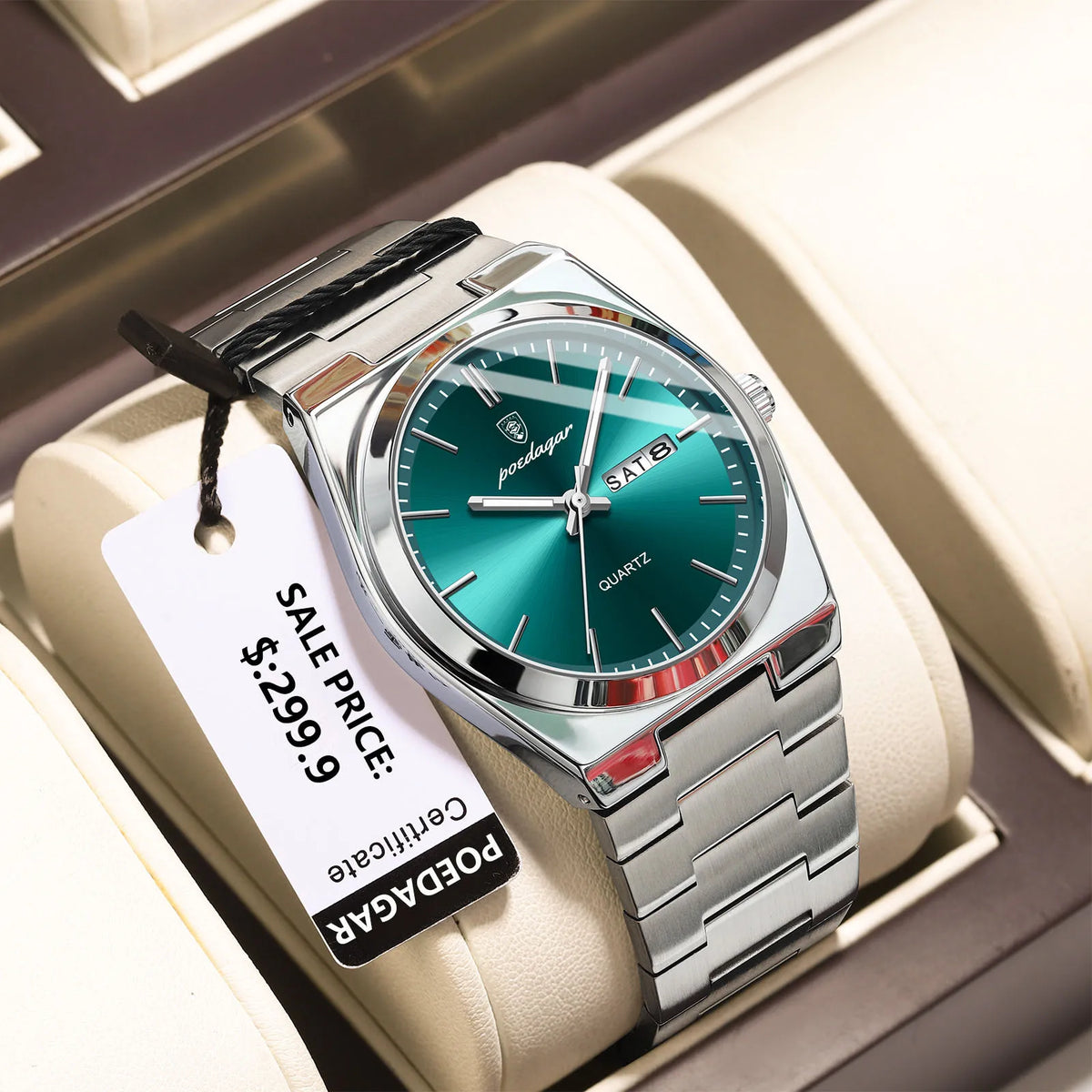 Calendario Semanal de Acero — Reloj de Cuarzo para Hombre | POEDAGAR 930-GN1