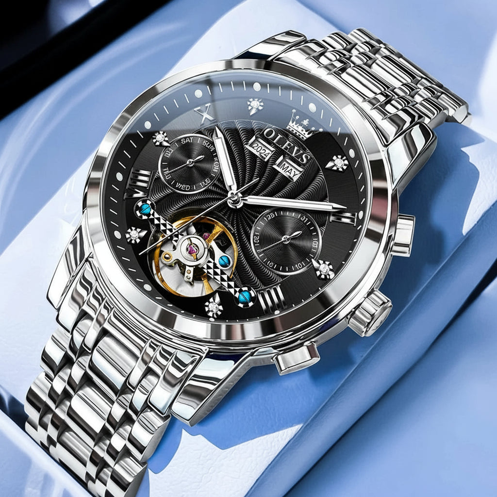 Reloj Mecánico Automático Tourbillon Esqueleto | OLEVS 7088