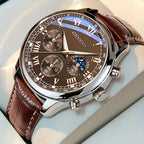 Clásico con Correa de Cuero — Reloj de Cuarzo para Hombre