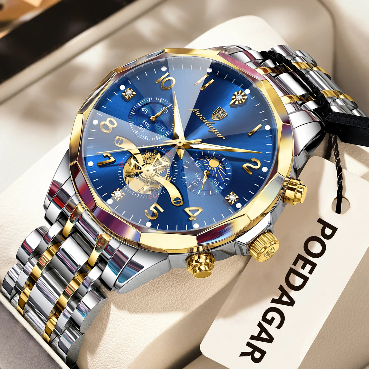 Cronógrafo de Acero — Reloj de Cuarzo para Hombre | POEDAGAR