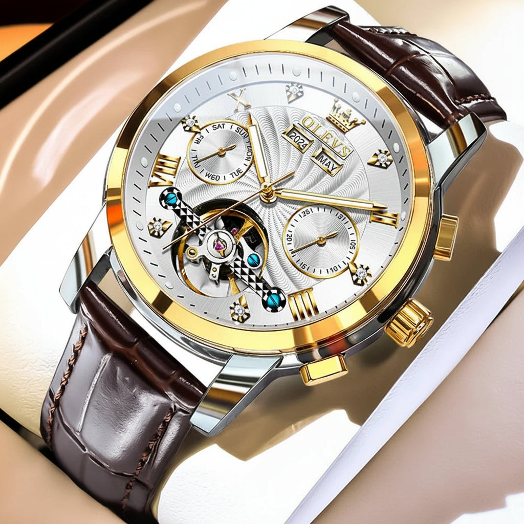 Reloj Mecánico Automático Tourbillon Esqueleto | OLEVS 7088