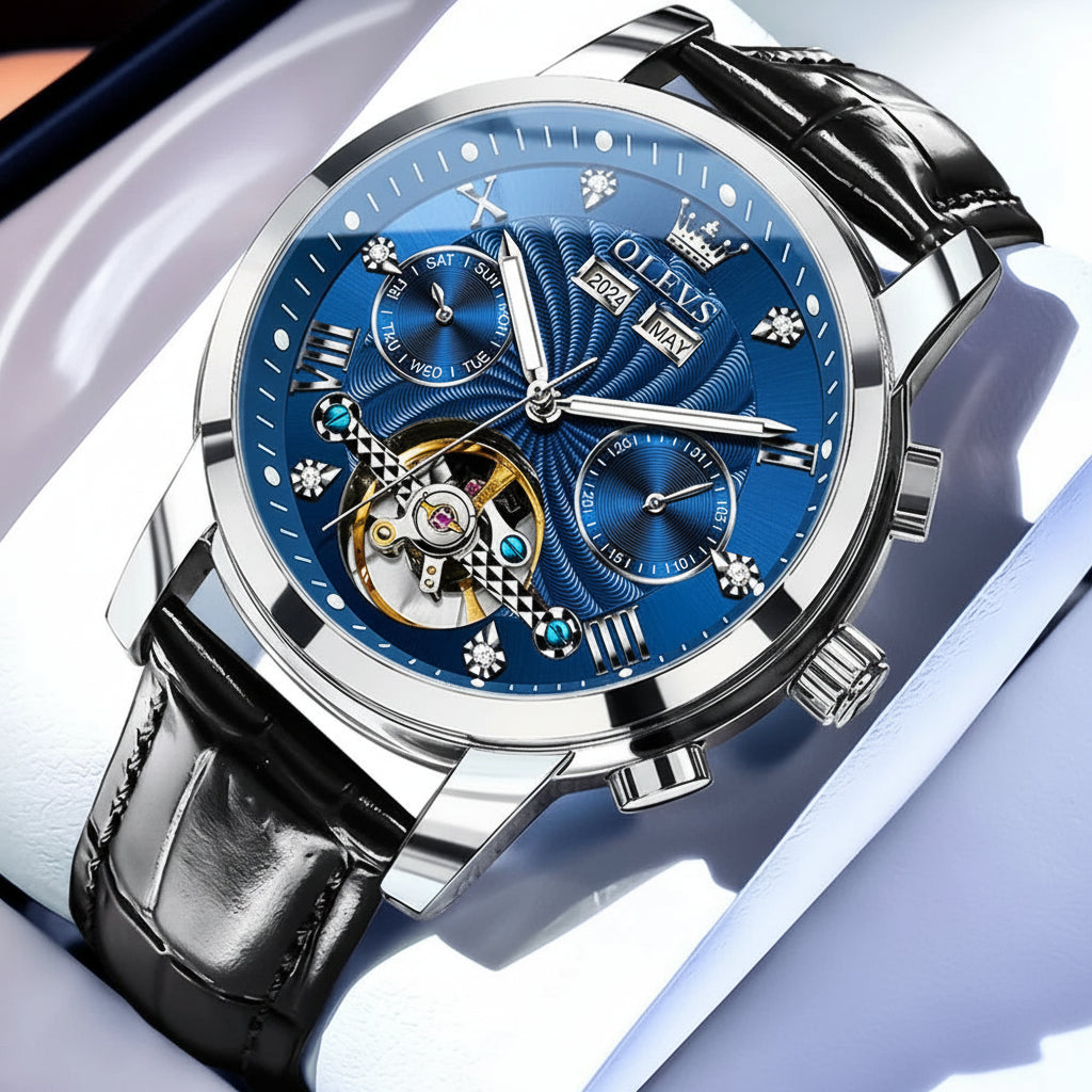 Reloj Mecánico Automático Tourbillon Esqueleto | OLEVS 7088
