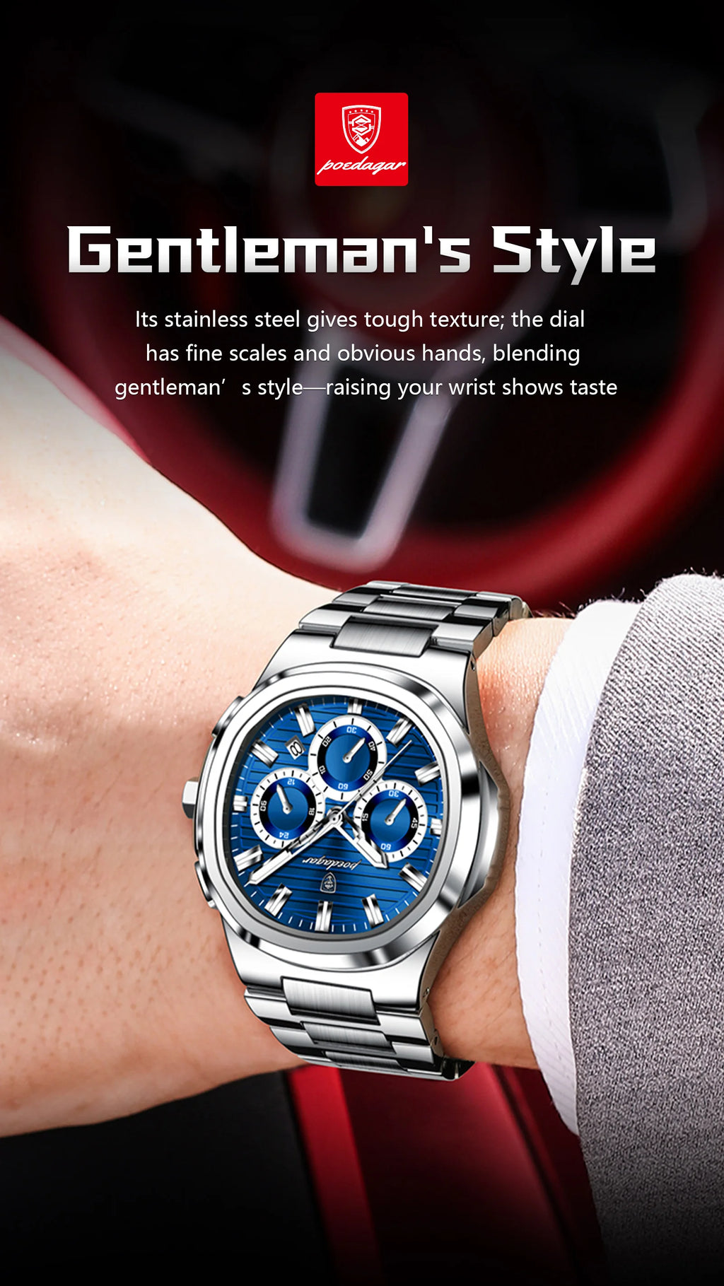 Cronógrafo Business con Fecha — Reloj de Cuarzo para Hombre | POEDAGAR