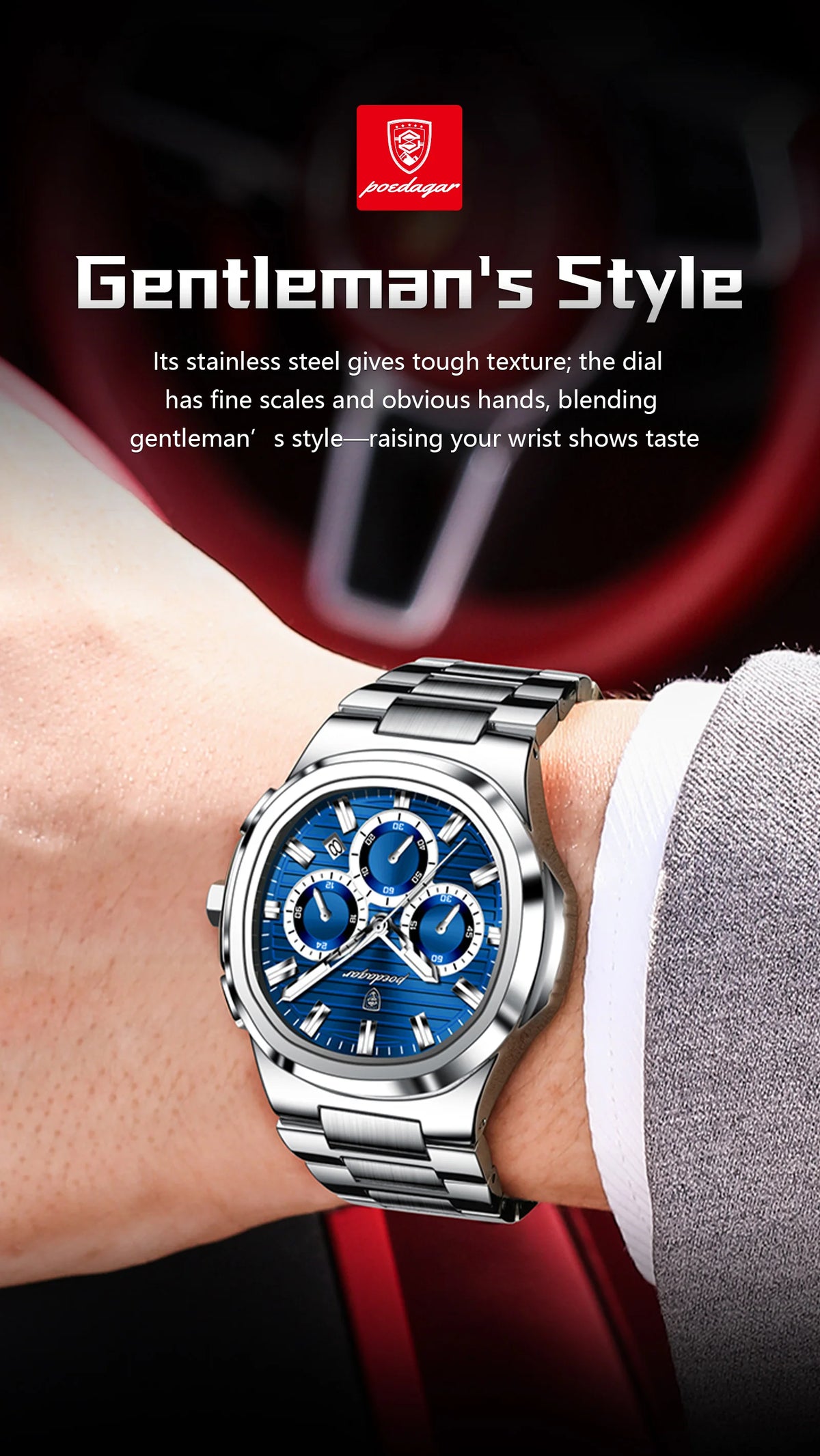 Cronógrafo Business con Fecha — Reloj de Cuarzo para Hombre | POEDAGAR