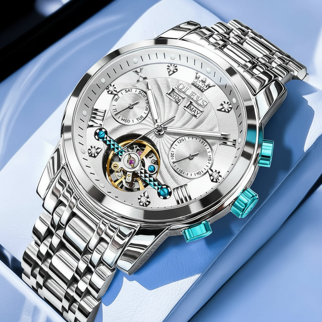 Reloj Mecánico Automático Tourbillon Esqueleto | OLEVS 7088