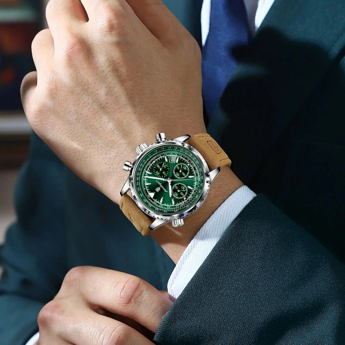 Cronógrafo Deportivo con Cuero — Reloj de Cuarzo para Hombre | POEDAGAR